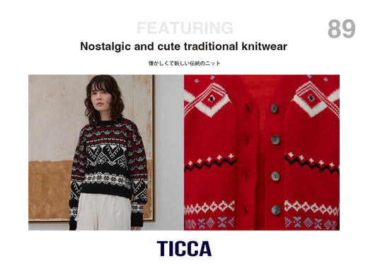 ティッカ TICCA ノルディックニットカーディガン 長袖 F 黒 赤 白 Nostalgic and cute 懐かしくて新しい＜ノルディックシリーズ＞