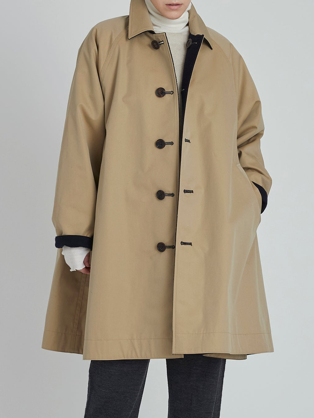 ウールリバーシブルステンカラーコート/TBCA-013