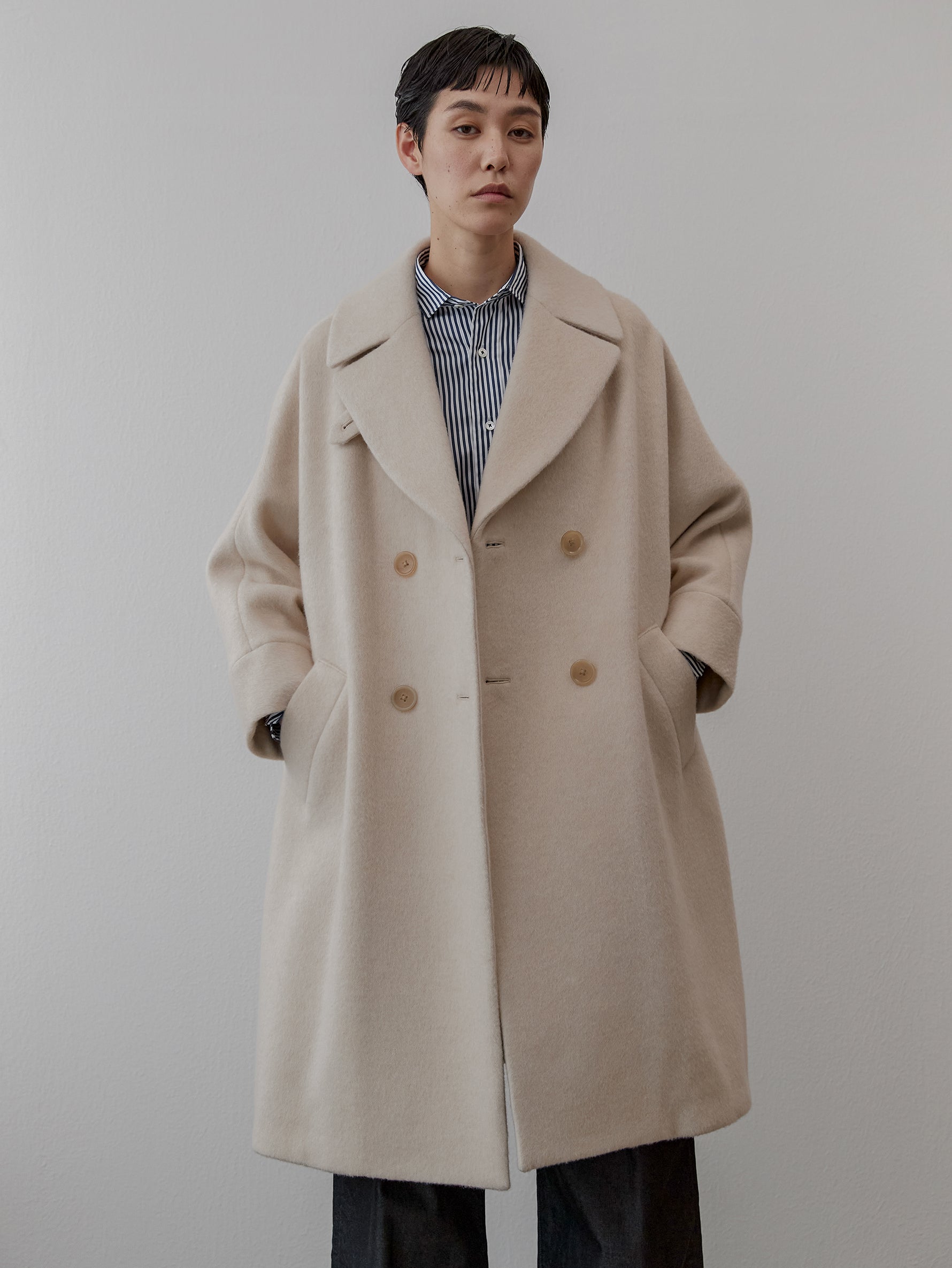 TICCA ダブルブレスト ピーコート/TBDA-232 グレー ドレステリア DRESSTERIOR TICCA(ティッカ）ピーコート （グレー