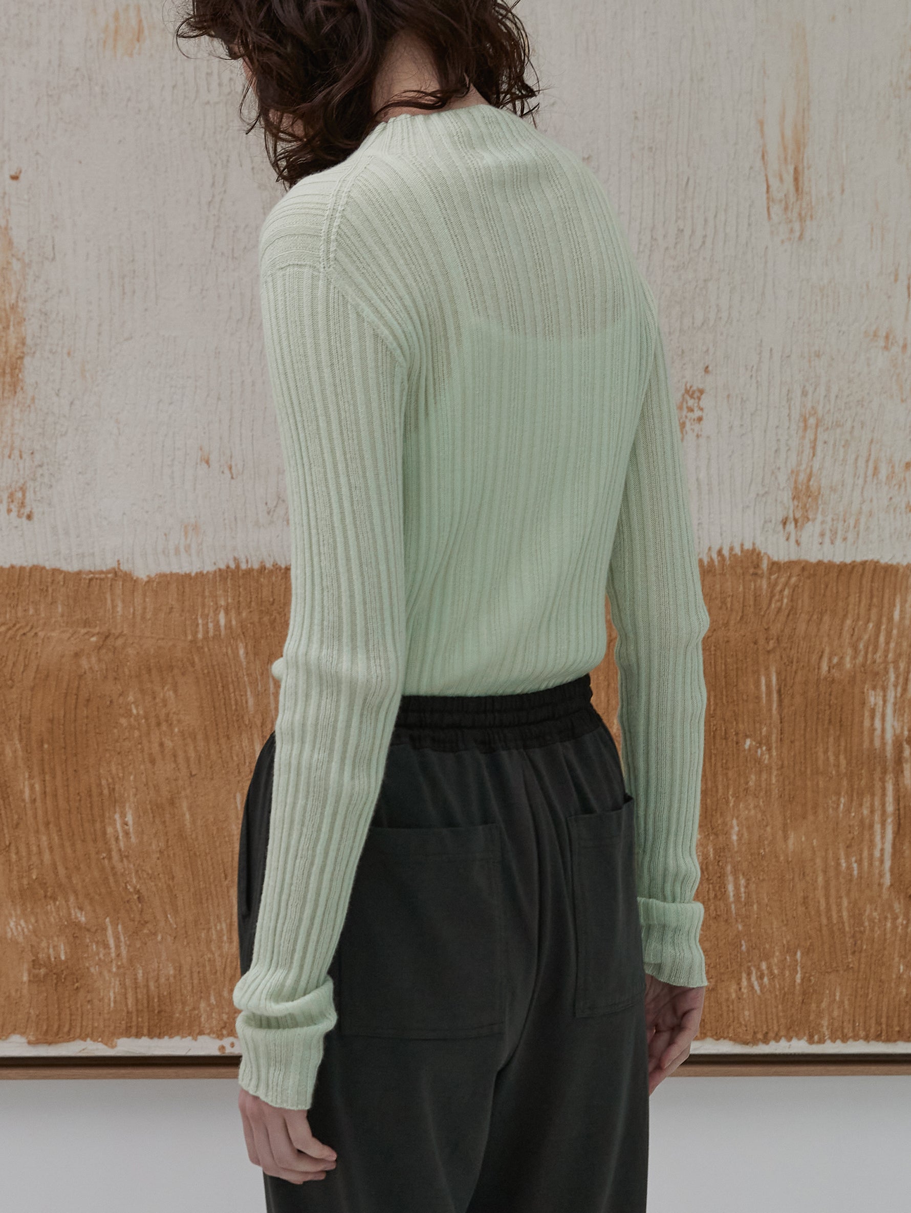 カシミヤシルクリブボトルネックプルオーバー/TBDA-291