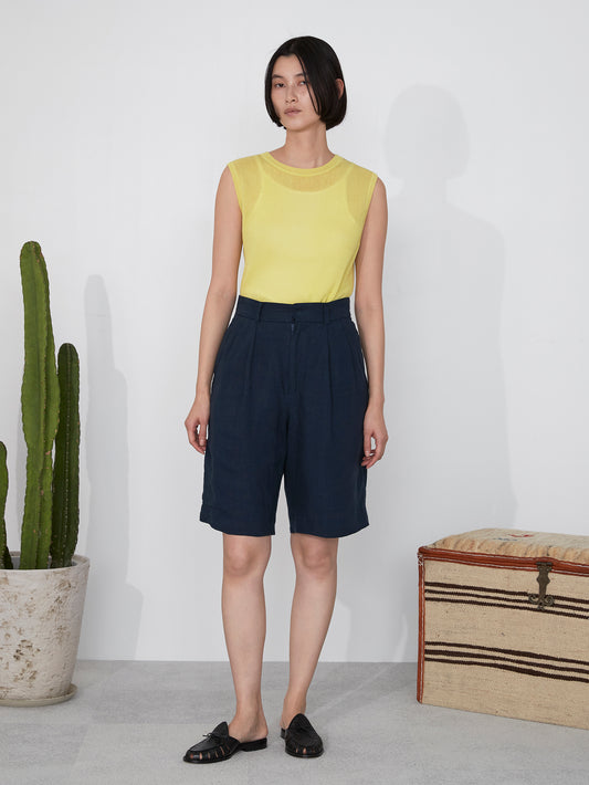 リネンショートタックパンツ/TBES-415