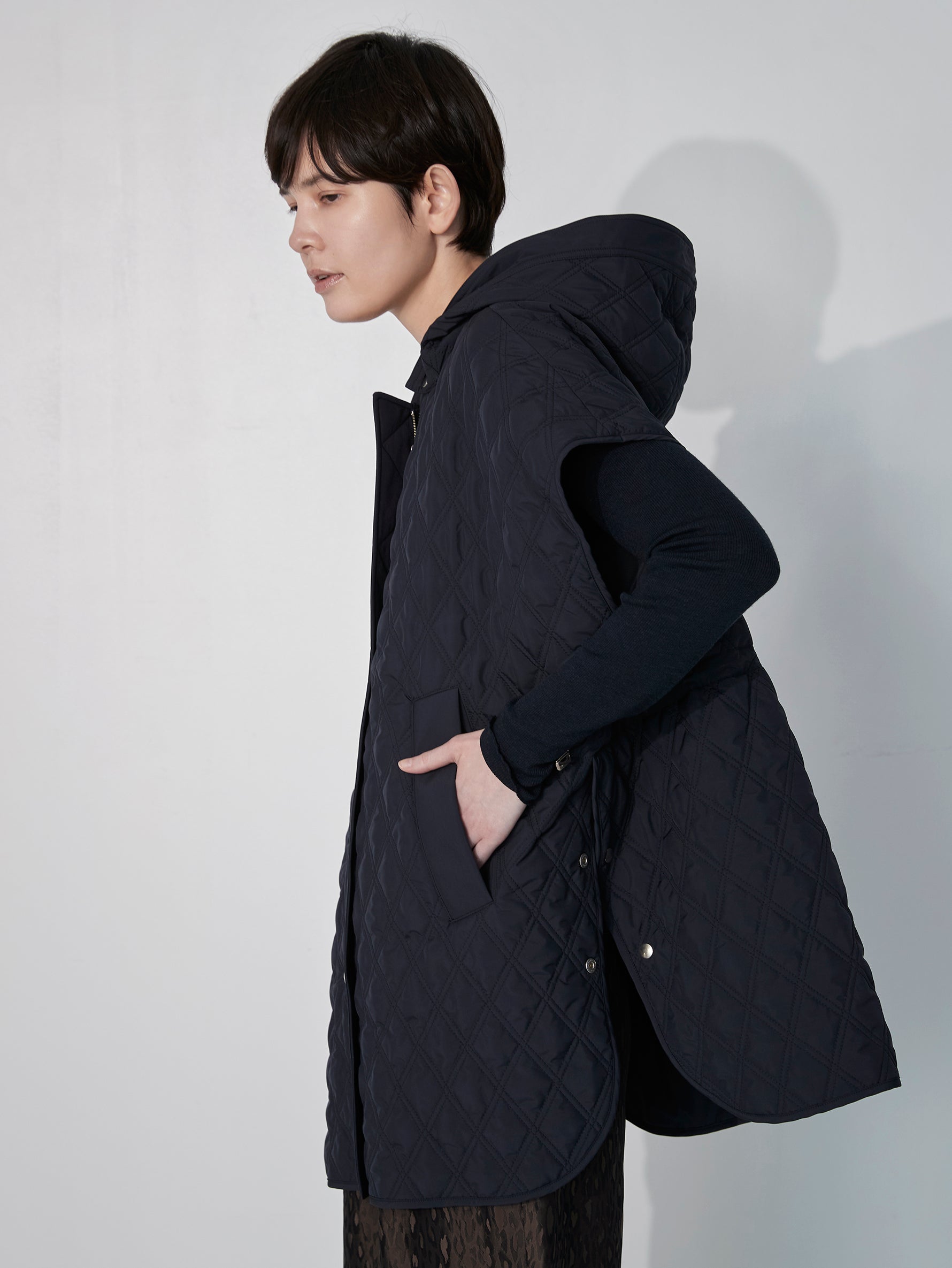 リバーシブルキルティングポンチョ/TBEA-032