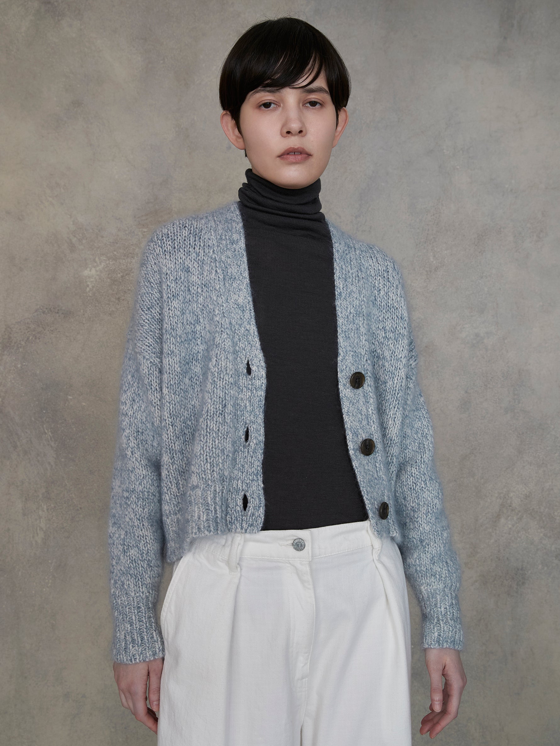 ウールカシミヤショートカーディガン/TBEA-334