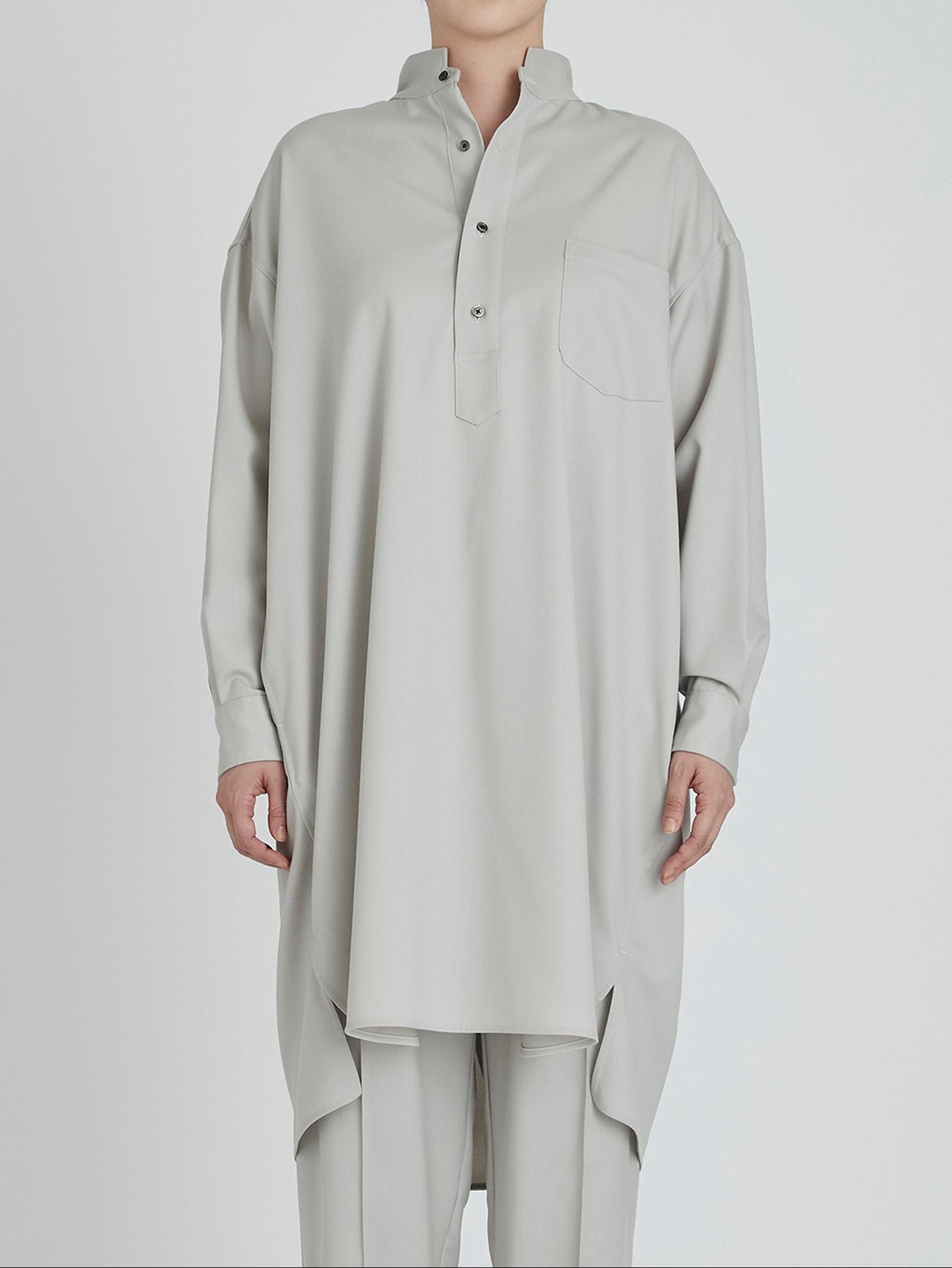 ウールスタンドネックシャツプルオーバー/TBCA-161