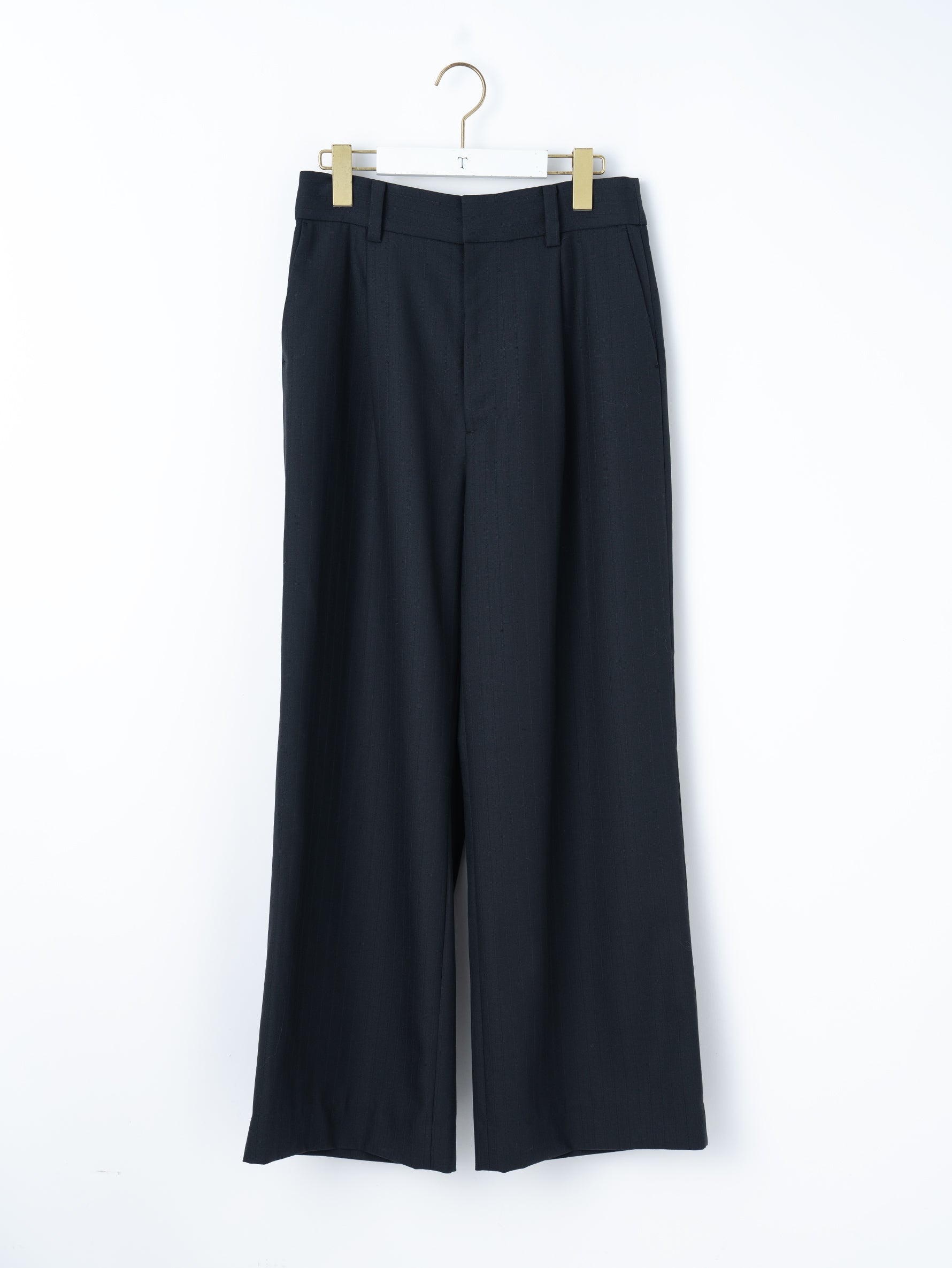 【予約商品】ウールストライプワイドパンツ TBFA-332