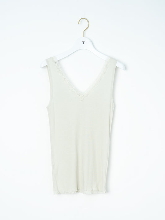 コットンシルク2wayレースタンクトップ  TBFS-182