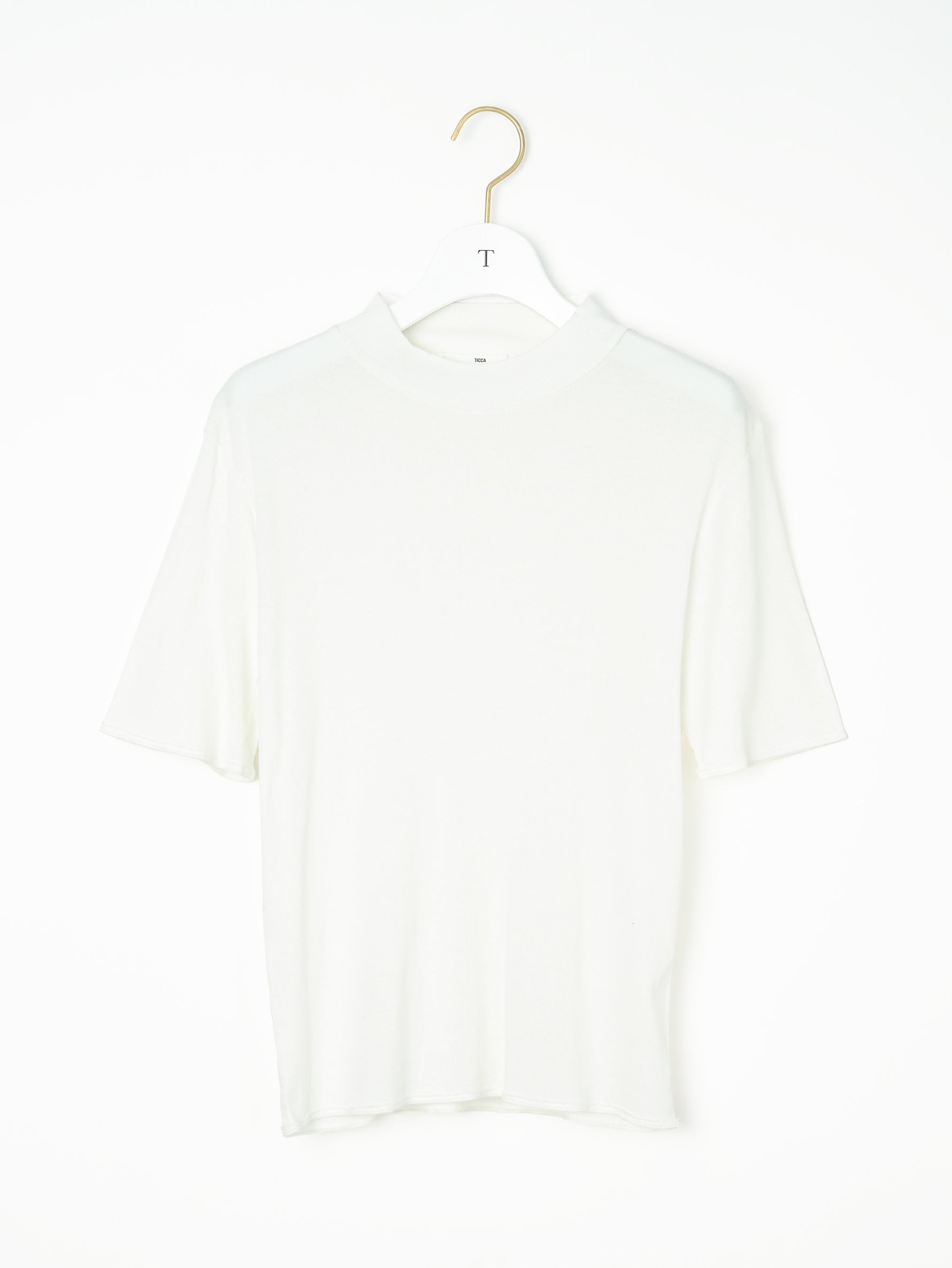 コットンシルクハイネック半袖Tシャツ TBFS-184