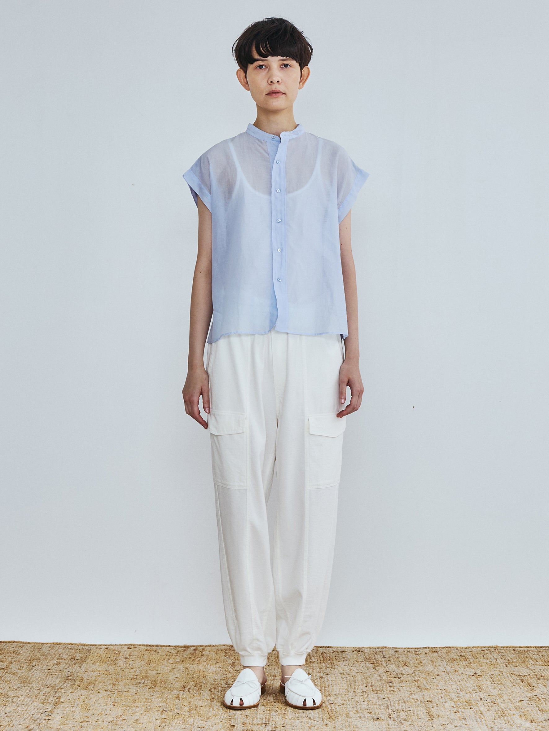 コットンシルクフレンチシャツブラウス TBFS-111