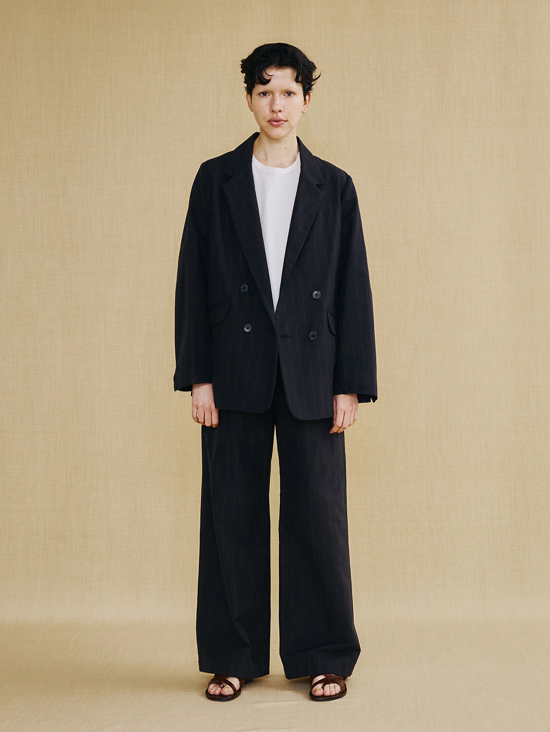 【予約商品】コットンシルクラミータックワイドパンツ TBFS-143