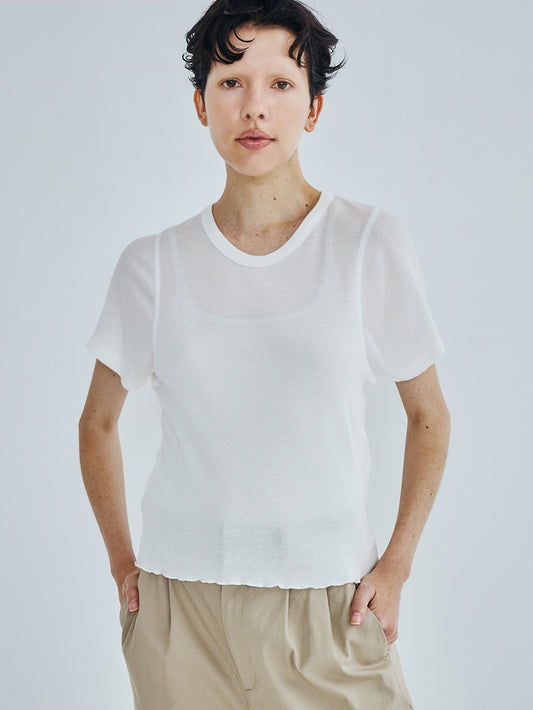 コットンシルククルーネック半袖Tシャツ TBFS-183