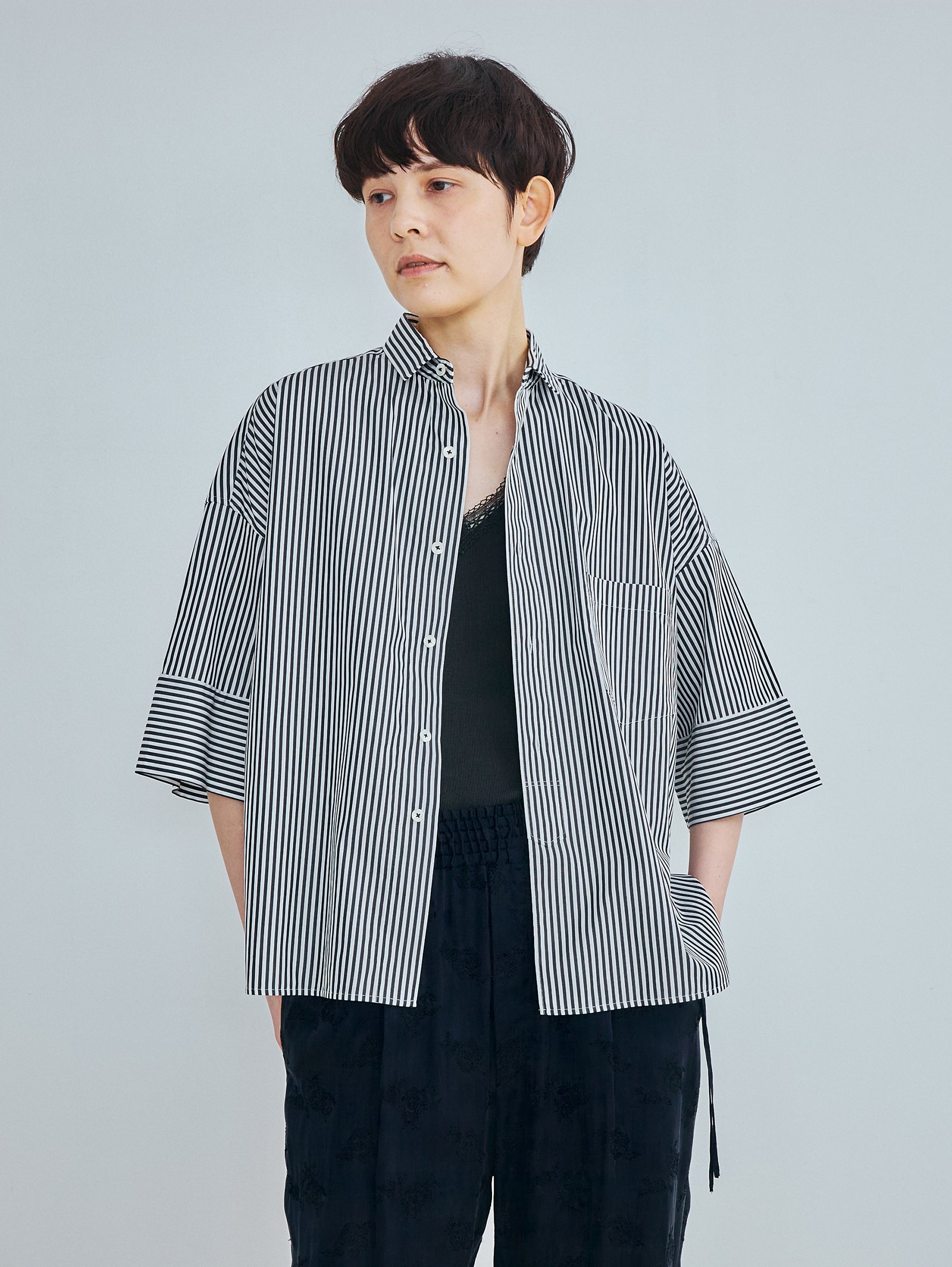 予約商品】スクエア半袖ダブルカフスシャツ TBFS-003