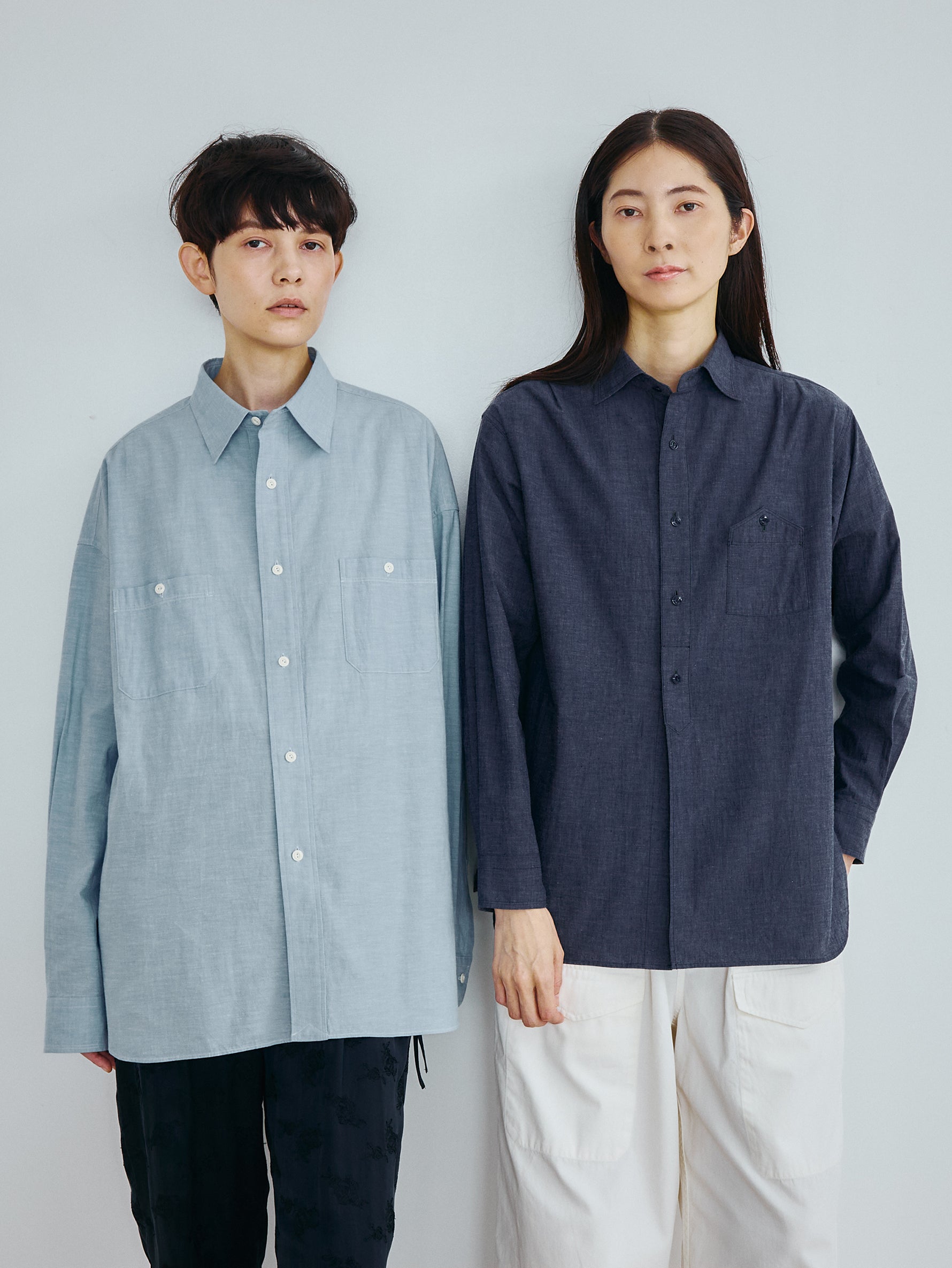 【予約商品】ニアデニムWポケットスクエアビッグシャツuni TBFS-022