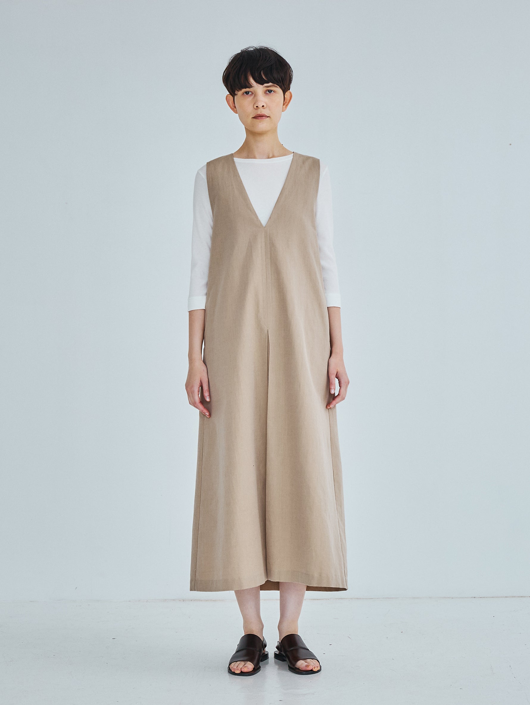 コットンシルクラミーノースリーブワンピース TBFS-144