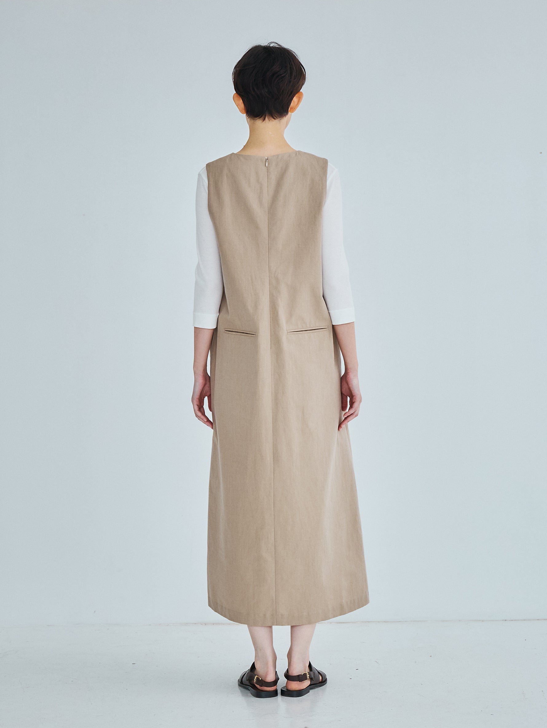 コットンシルクラミーノースリーブワンピース TBFS-144