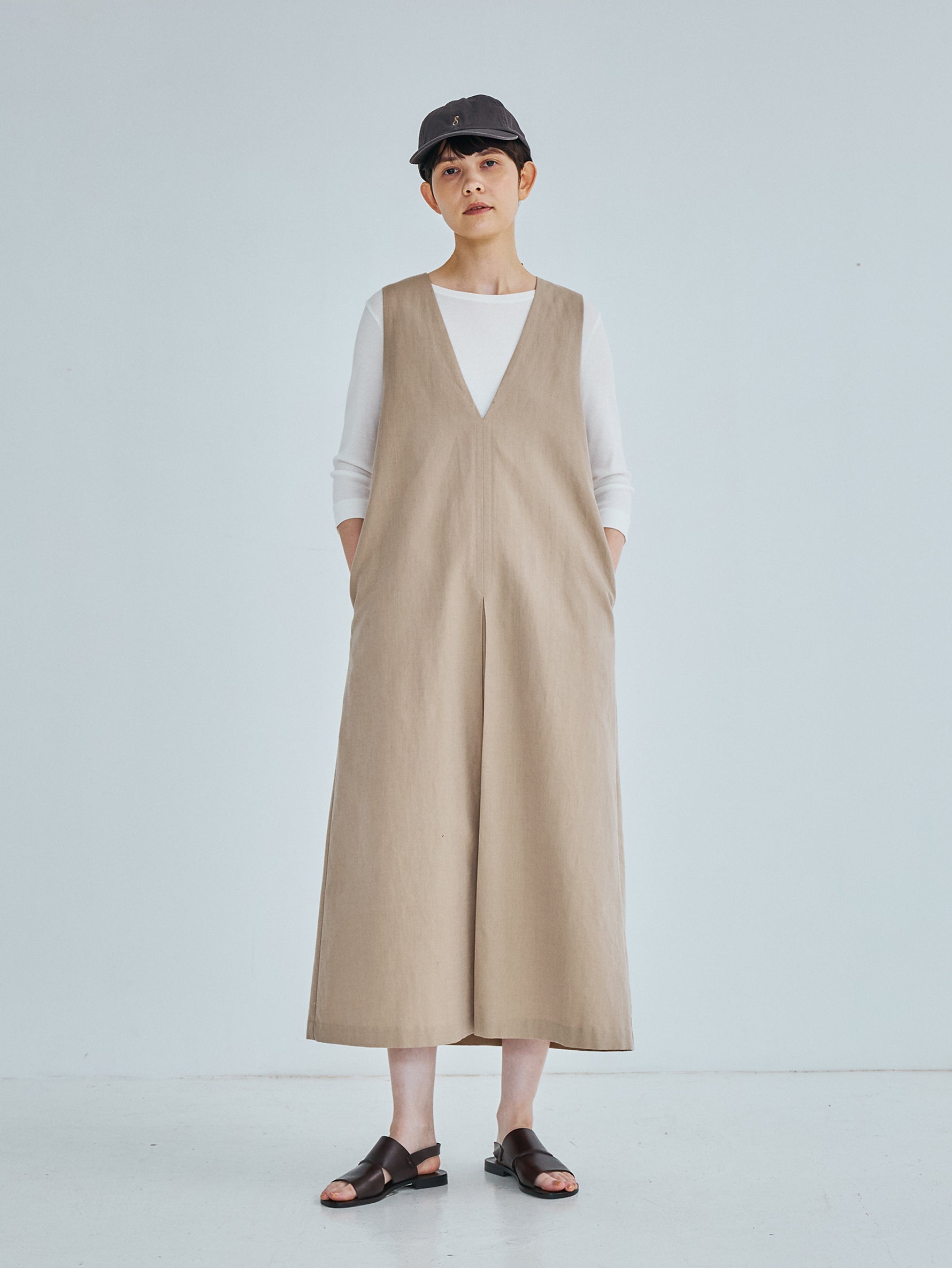 コットンシルクラミーノースリーブワンピース TBFS-144