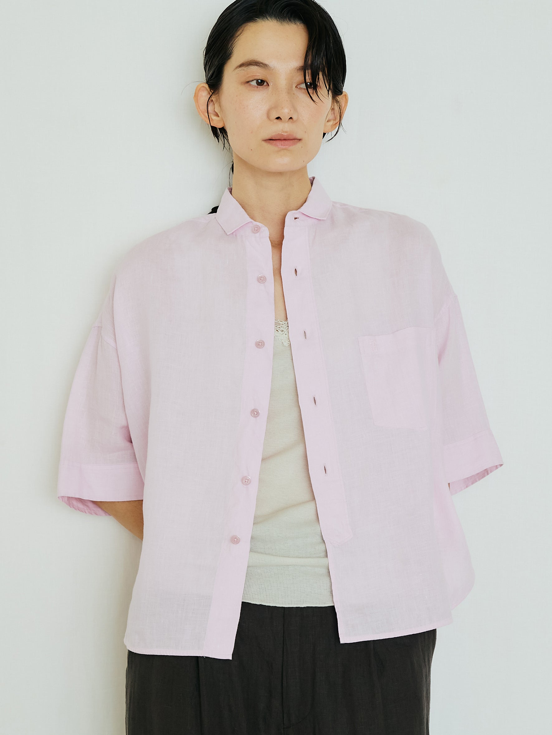 予約商品】リネン半袖シャツ TBFS-404