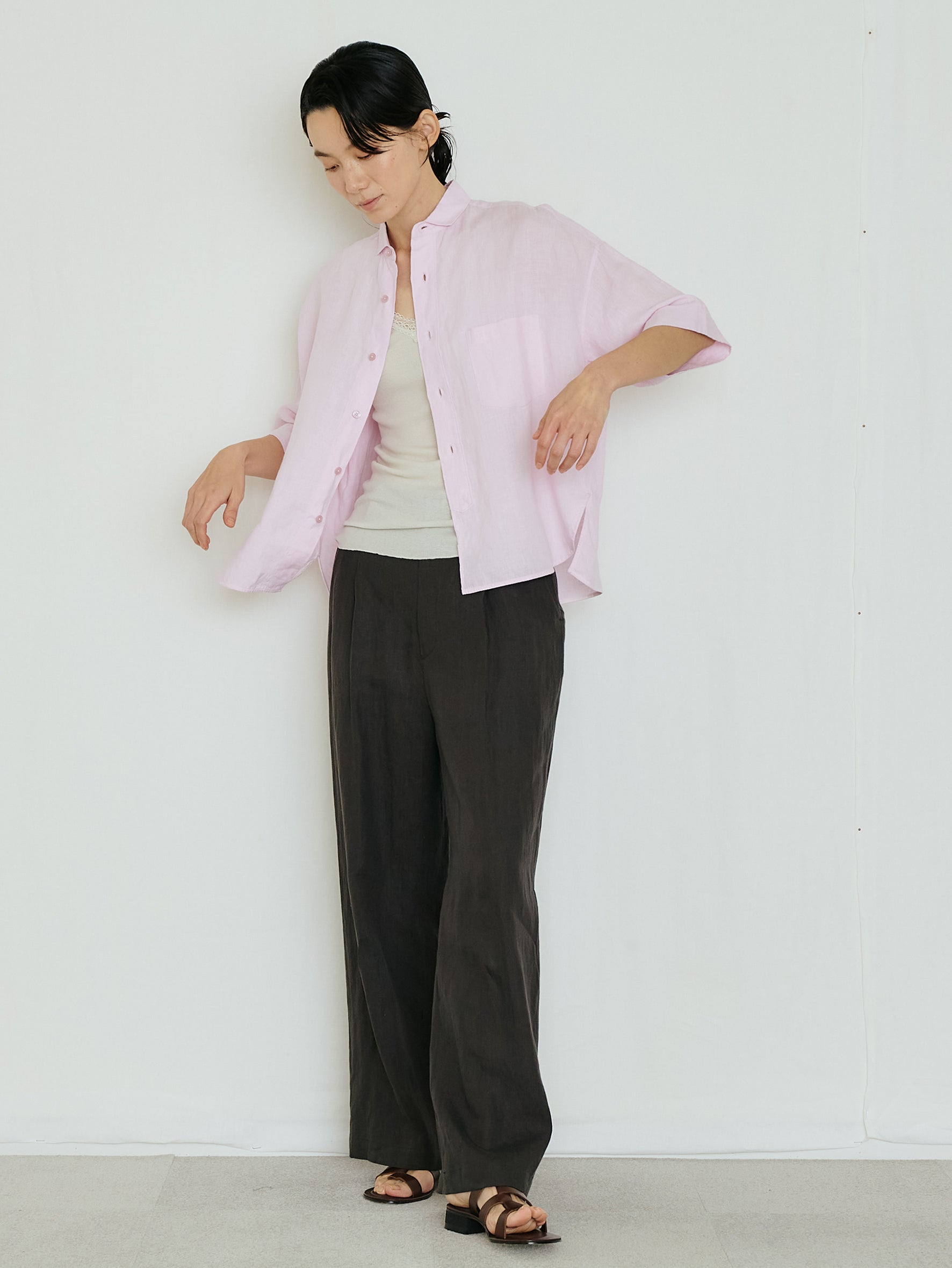 【予約商品】リネン半袖シャツ TBFS-404