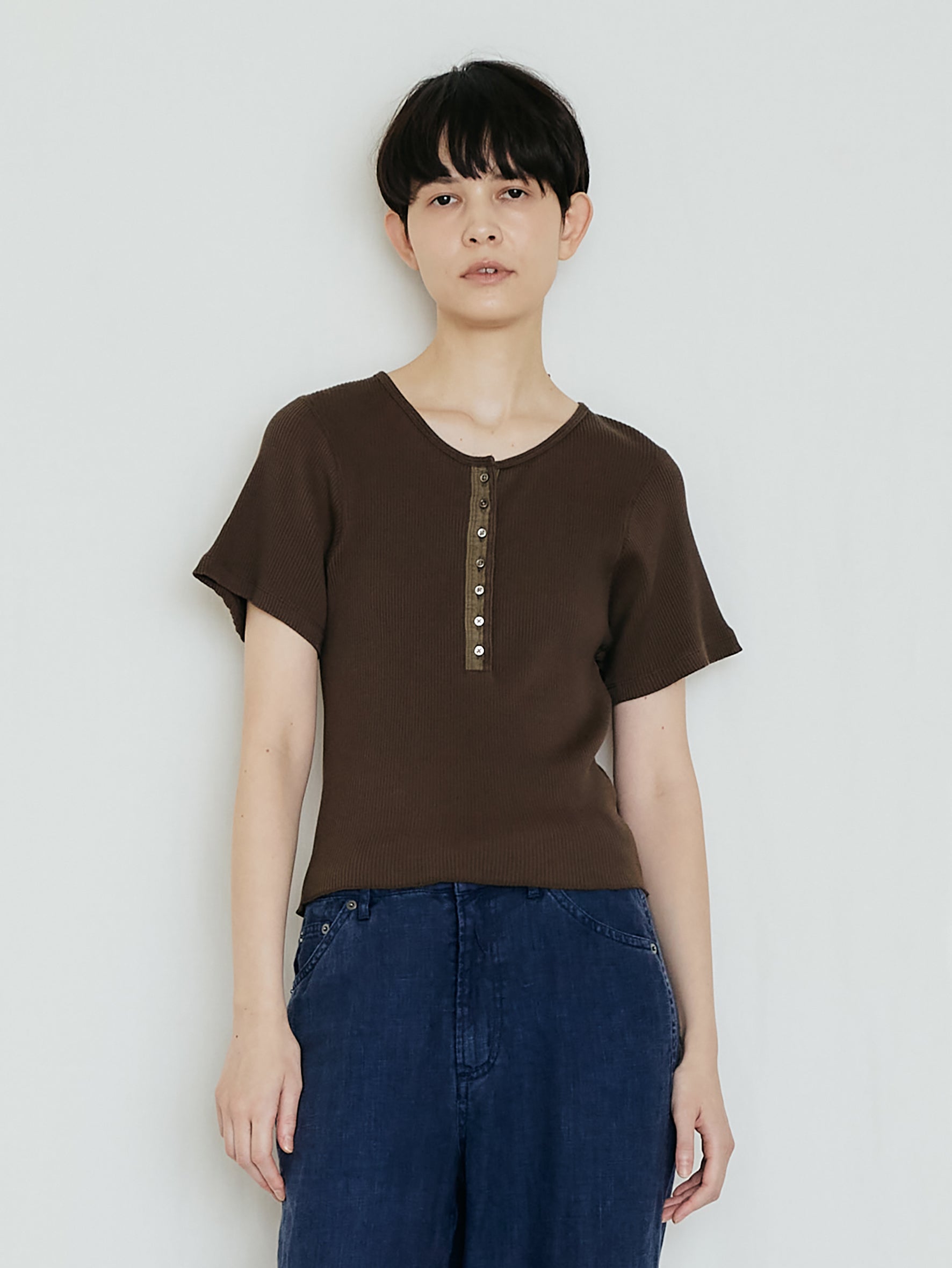 【予約商品】スーピマテレコヘンリーネック半袖PO TBFS-463