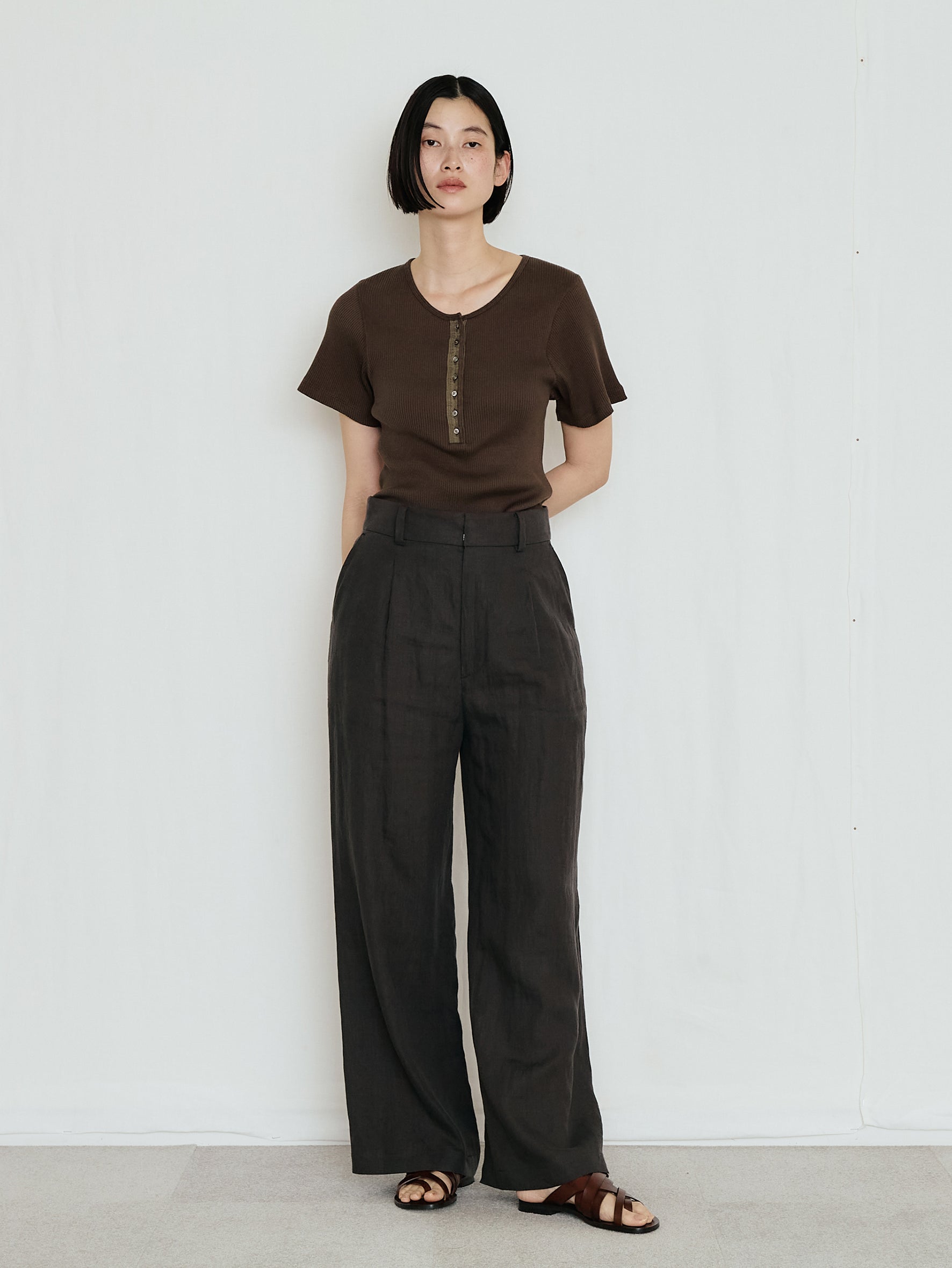 【予約商品】スーピマテレコヘンリーネック半袖PO TBFS-463